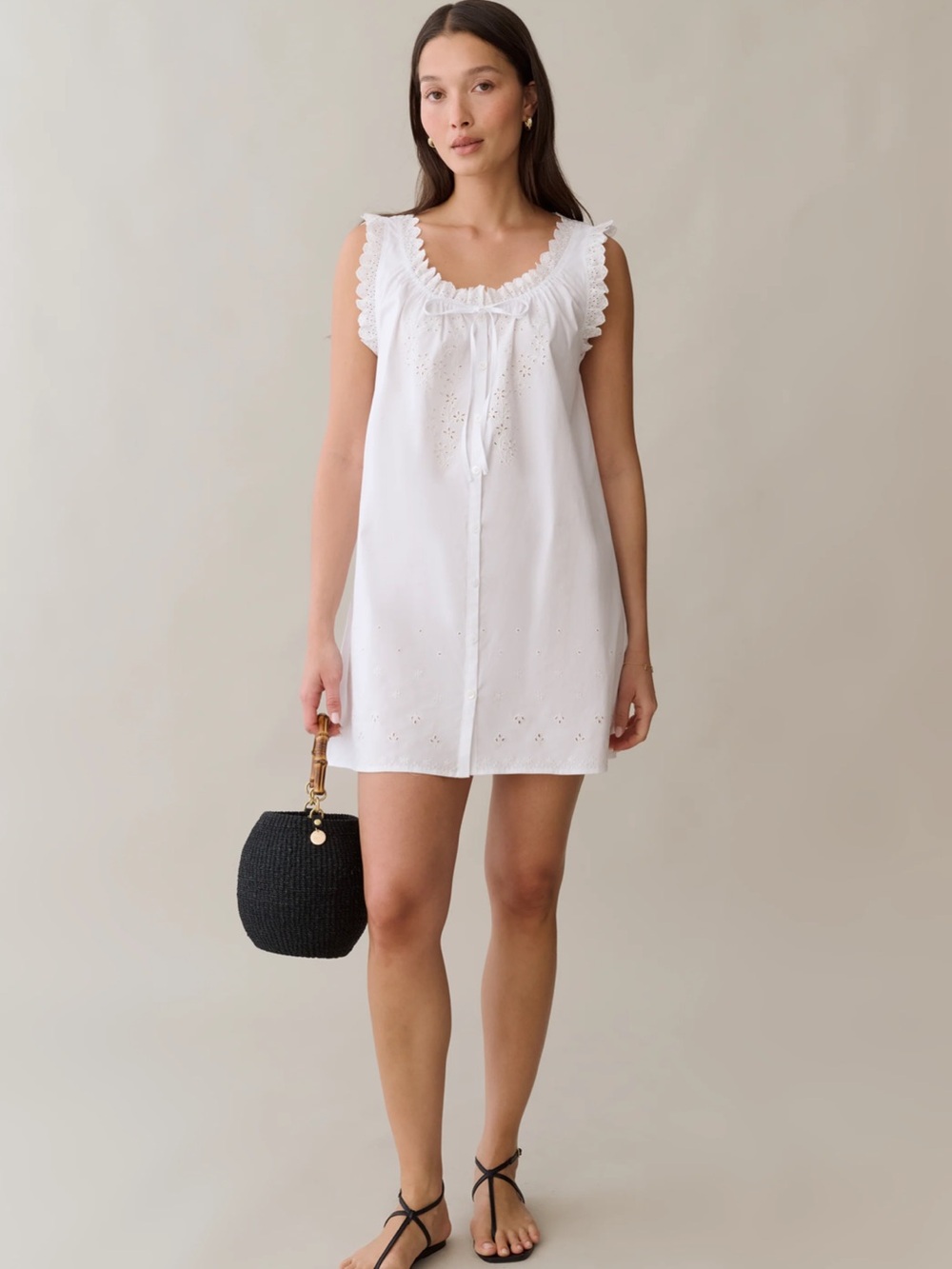 NWT Sorella Atelier Caroline Cotton Embroidery Scallop Few Moda Dress Medium - Picture 2 of 10